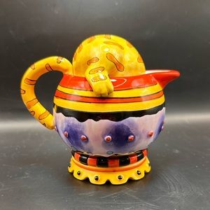 CM Redwine Ceramic Cat Creamer Dispenser with Lid Tea Set 4”